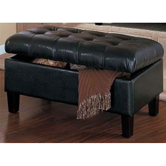 Black Tufted Ottoman Storage Bench