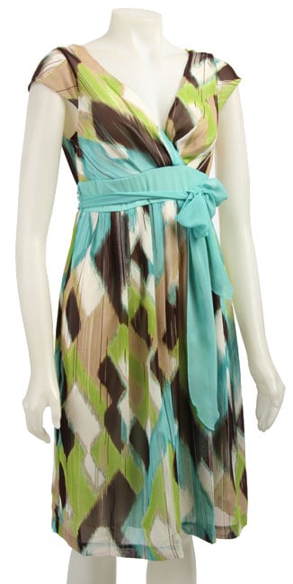 Jonathan Martin Womens Argyle Ikat Chiffon Dress  