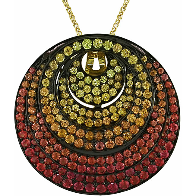 18k Gold Yellow and Orange Sapphire Pendant