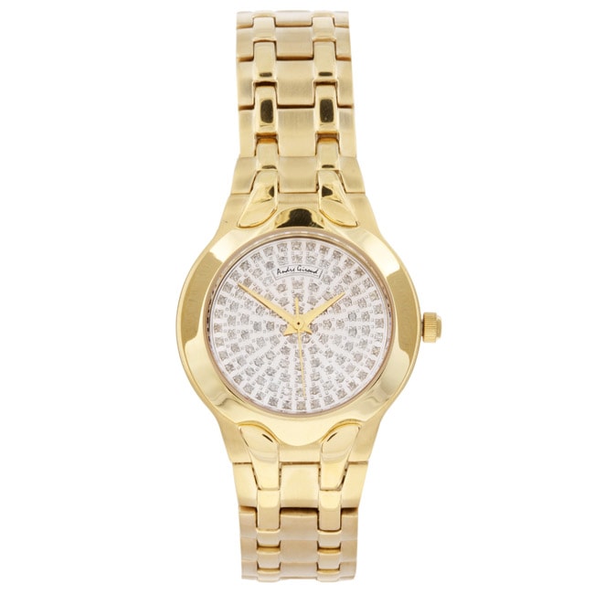 Andre Giroud Women's Goldplated Pave Diamond Watch - Overstock ...