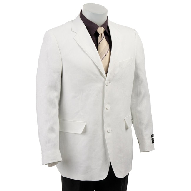 FINAL SALE Adolfo Men's White Linen 3-button Blazer - Free Shipping ...