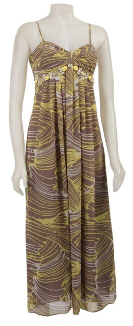 FINAL SALE Eliza J Womens Taupe/ Yellow Maxi Dress  
