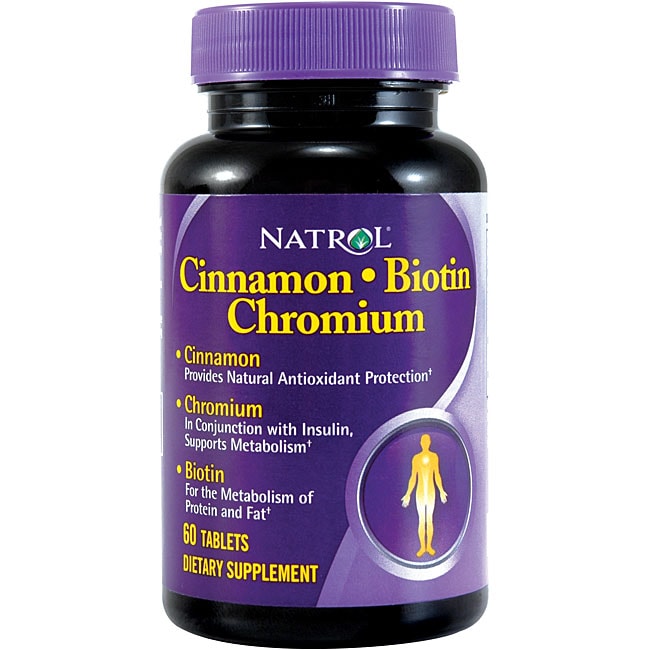 Natrol 60 count Cinnamon Chromium Biotin Supplements (Pack of 3 
