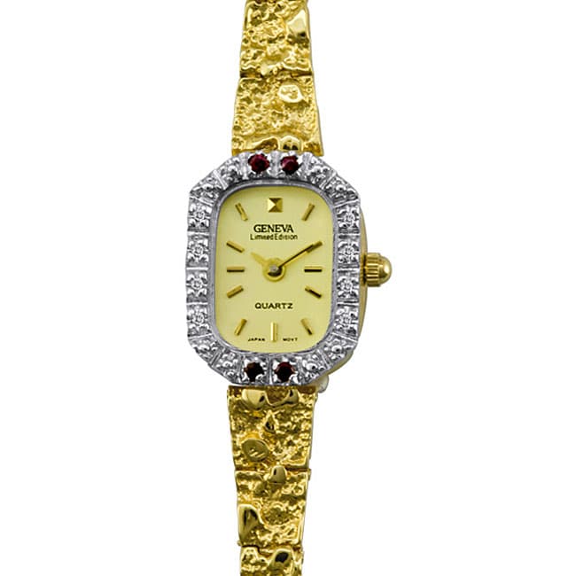 Geneva Women s Gold Nugget Bracelet Watch Free Shipping Today 