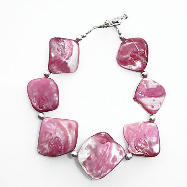 Handmade Silver Pink Seashell Bracelet (Thailand)  