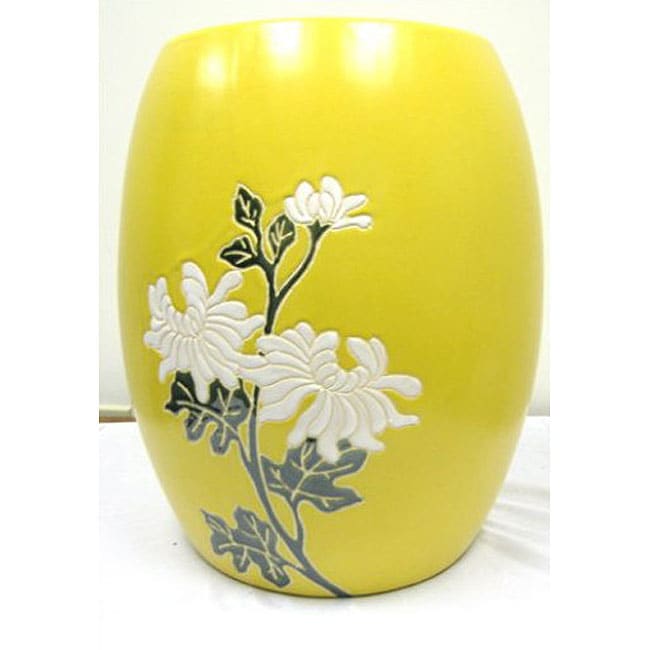 Shop Floral Yellow Ceramic Garden Stool Free Shipping Today 3898749