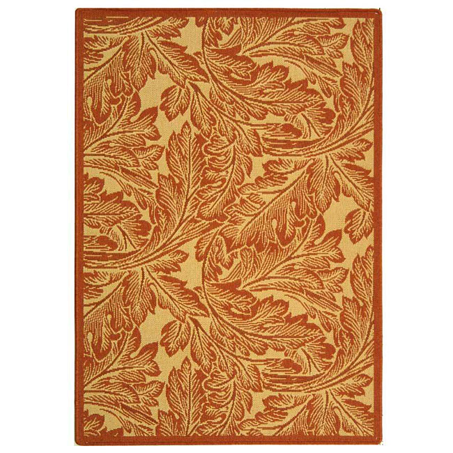 Indoor/ Outdoor Acklins Natural/ Terracotta Rug (4 X 57) (IvoryPattern FloralMeasures 0.25 inch thickTip We recommend the use of a non skid pad to keep the rug in place on smooth surfaces.All rug sizes are approximate. Due to the difference of monitor c