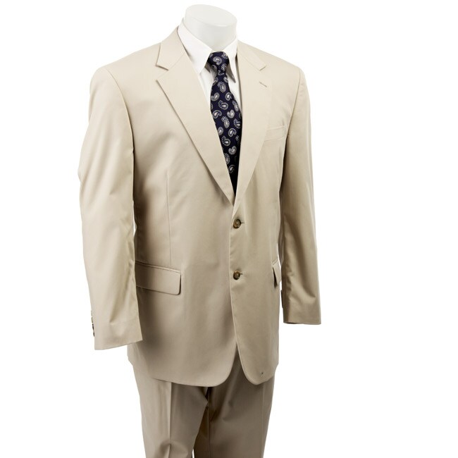 FINAL SALE Haspel Men's Poplin 2-button Suit - 11950402 - Overstock.com ...