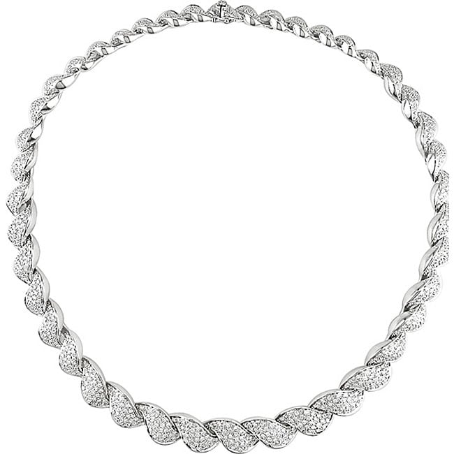 18k White Gold 7 7/8ct TDW Diamond Link Necklace (FG, VS) MSRP 