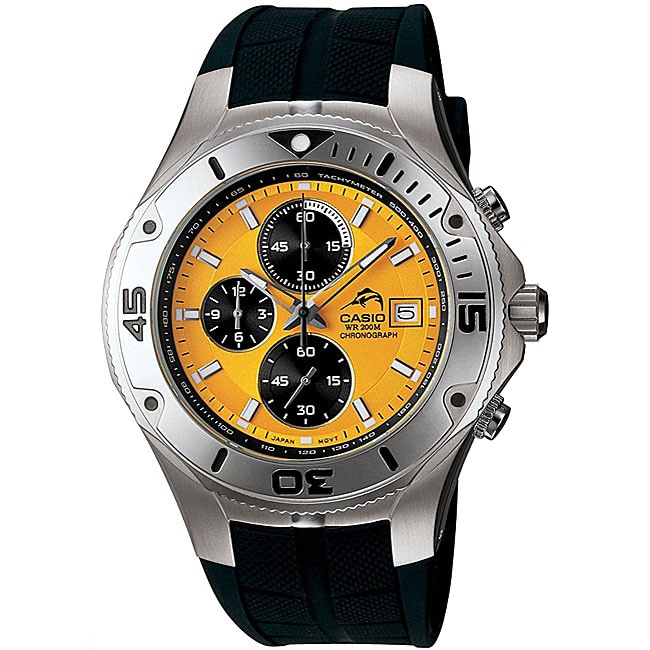 Casio Mens Outdoor Orange Dial Rubber Strap Watch  