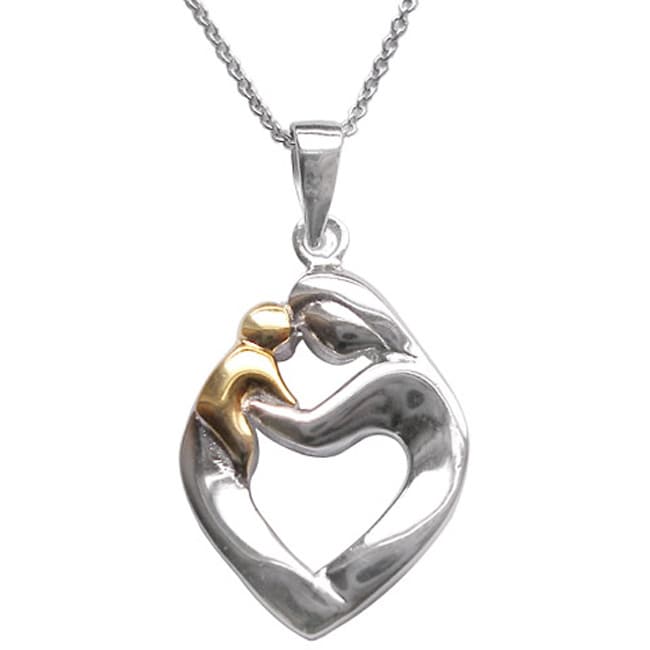 Sterling Silver Two tone Mother and Child Necklace  