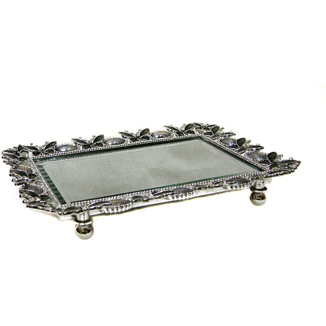 Green and Brown Silver Vanity Tray  