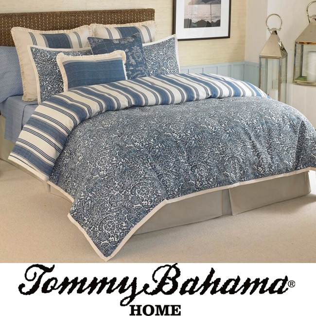 Tommy Bahama Marin Blue Damask Comforter Set  