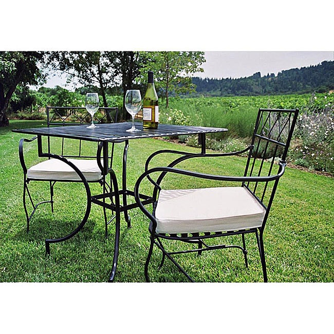 Wrought Iron Square Folding Pewter-color Patio Table - Free Shipping