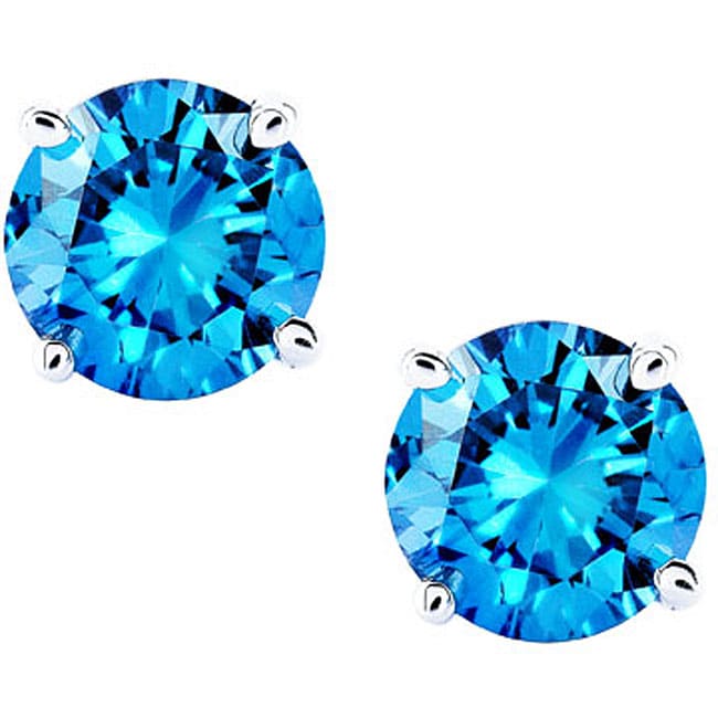 14k White Gold 3ct TDW Blue Diamond Stud Earrings  