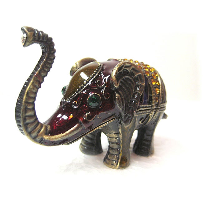 Red Elephant/ Amber Stone Jewelry Box  