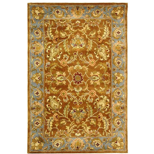 Handmade Heritage Shahi Brown/ Blue Wool Rug (4 x 6)  