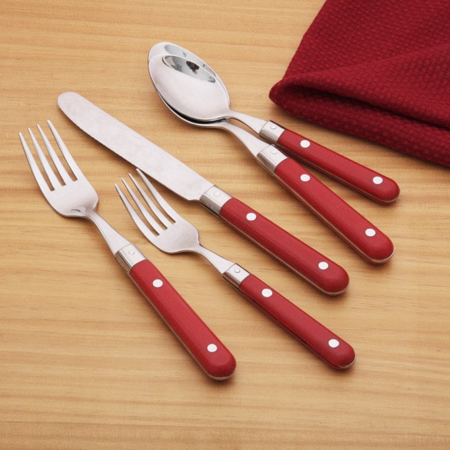 Shop Ginkgo Le Prix Red Stainless Steel 20piece Flatware Set Free