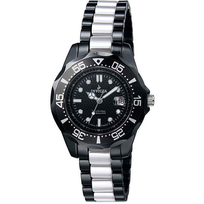 Invicta Womens Black and White Ceramic Watch