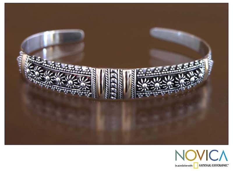 Sterling Silver 'Gold Night' Cuff Bracelet