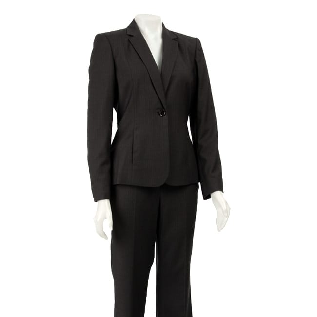 Calvin Klein Women's Grey Pinstripe 1-button Pant Suit - Overstock ...