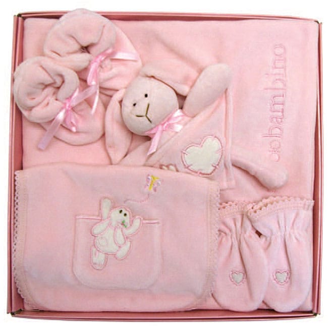 Piccolo Bambino 5 piece Luxurious Pink Velour Baby Set  