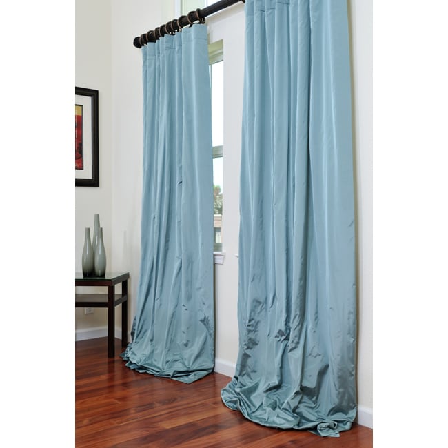 Signature Sea Mist Faux Silk Taffeta 108 inch Curtain Panel 