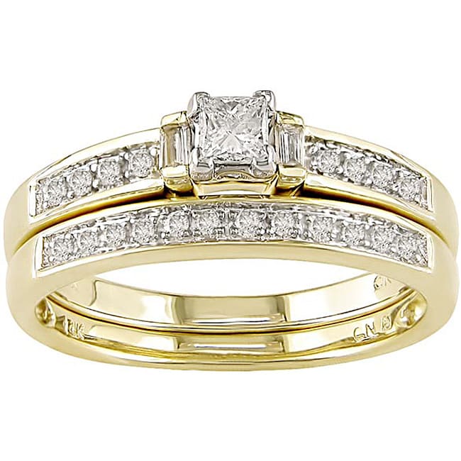 10k Yellow Gold 1/3ct TDW Diamond Bridal Rings Set (G-H, I2-I3) - Free ...