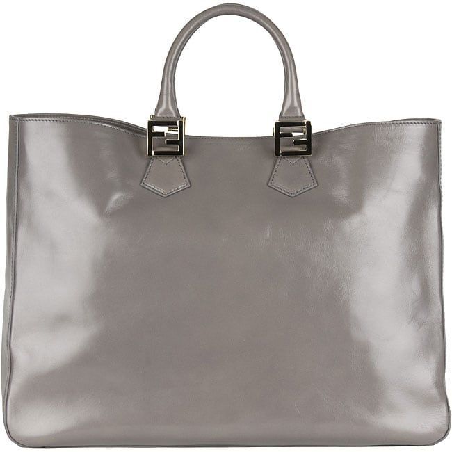 Fendi Twins Grey Vintage Leather Tote Bag  