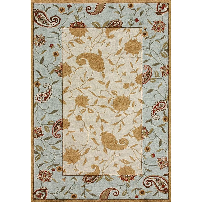 Indoor/ Outdoor Deloache Beige/ Blue Rug (36 x 56)  