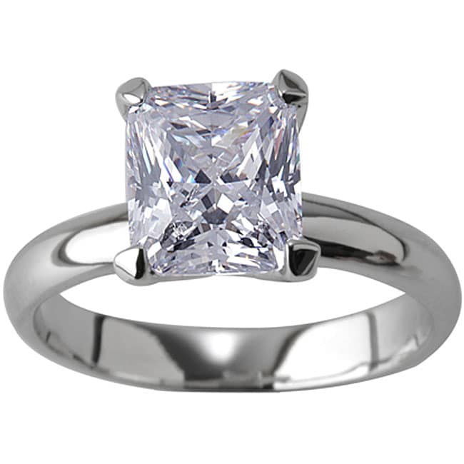 Silvertone Princess CZ Bridal inspired Solitaire Ring  