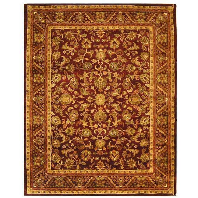 Handmade Exquisite Wine/ Gold Wool Rug (83 X 11)