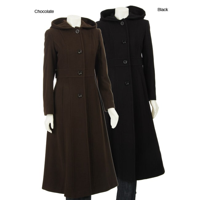 AK Anne Klein Long Single breasted Hooded Trench Coat  