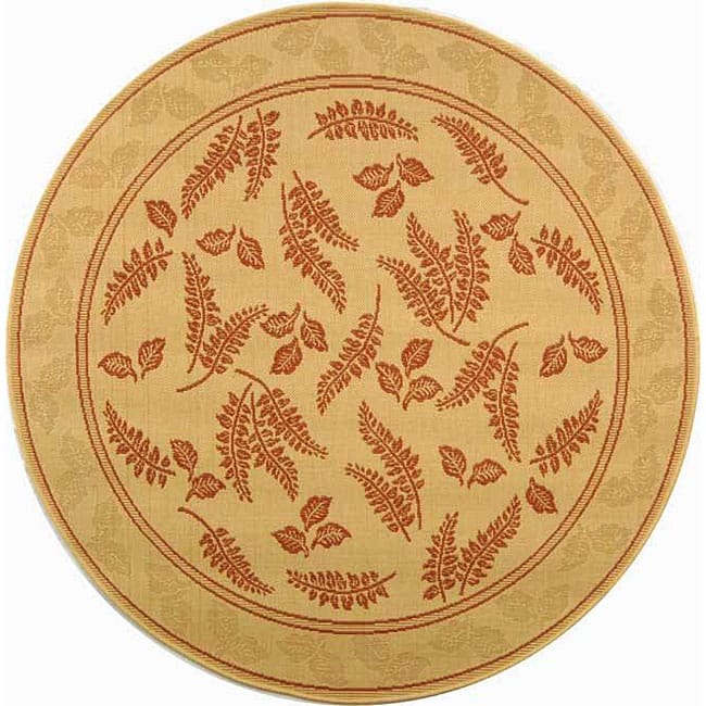 Safavieh Ferns Natural/ Terracotta Indoor/ Outdoor Rug (5'3 Round)