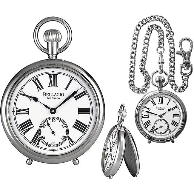   Mens Classic Silvertone Mechanical Pocket Watch  