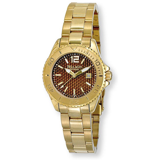 Bellagio Women's Amalfi Goldtone Swiss Quartz Diver Watch - Overstock ...