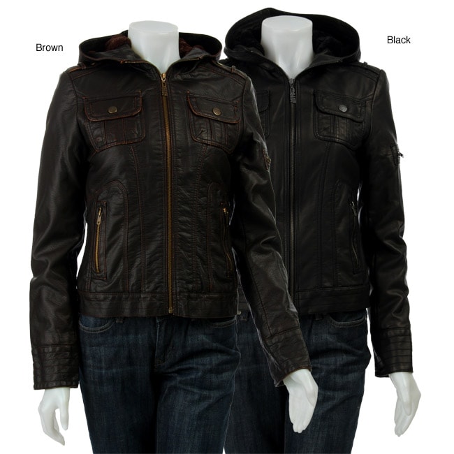 Miss Sixty Womens Zip front Faux Leather Jacket  