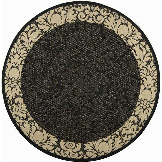 Indoor/ Outdoor Kaii Black/ Sand Rug (53 Round)  