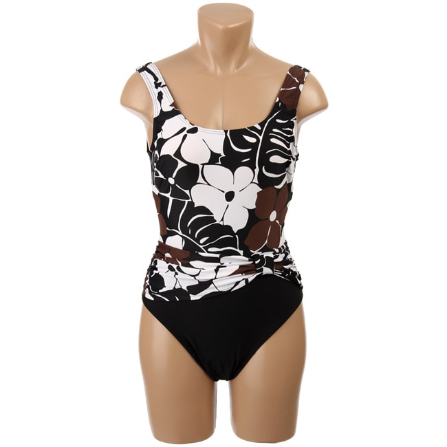 Alicia Simone Womens Gathered Waist Swimsuit  