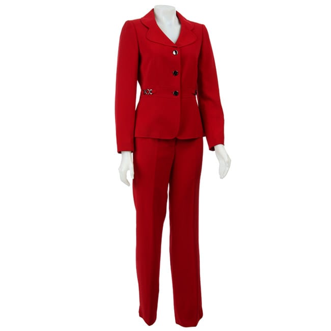 Tahari ASL Womens Bellagio Red Oasis Pant Suit  