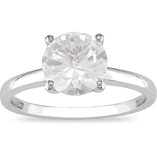 10k White Gold Created White Sapphire Solitaire Ring Compare 