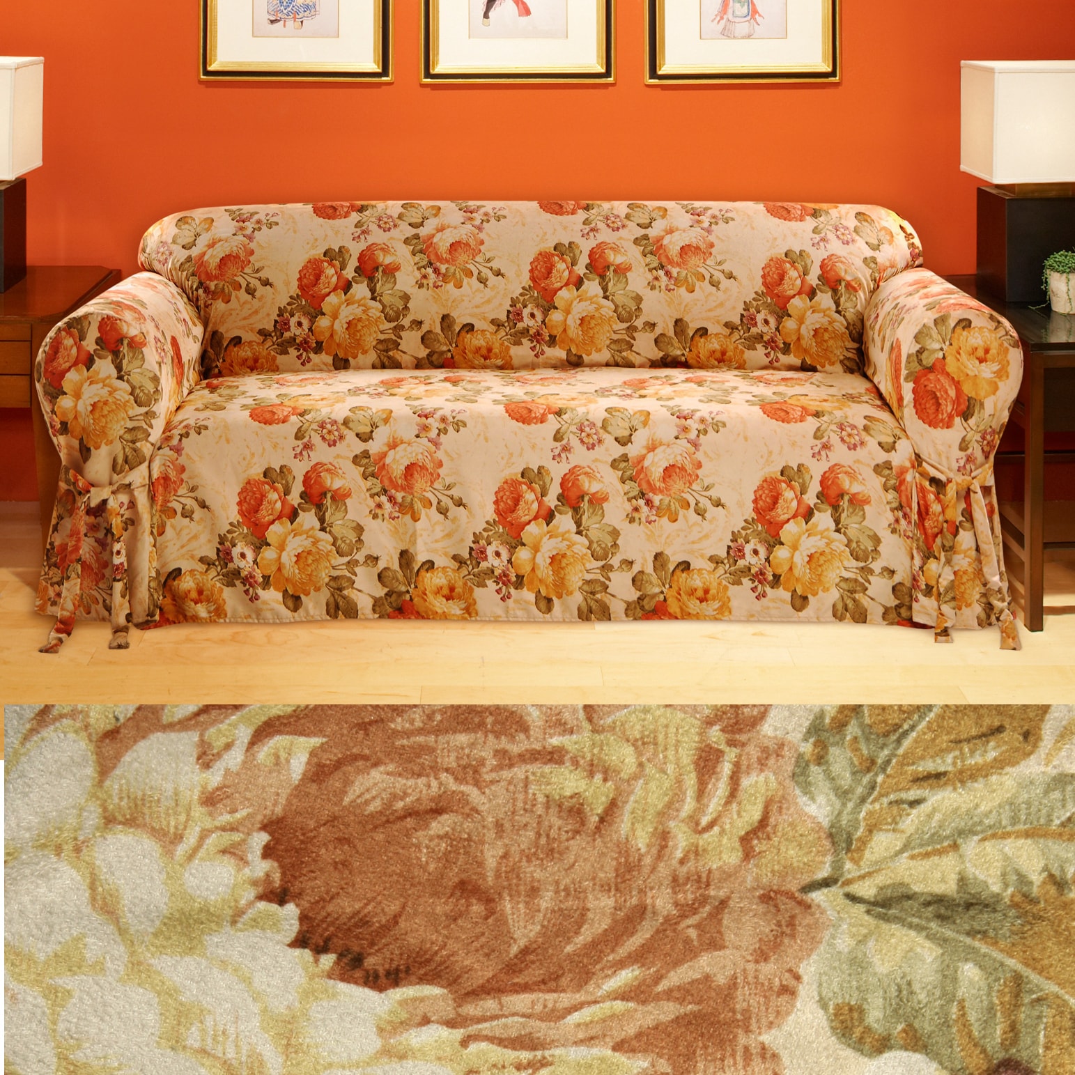 Garden Fl Faux Suede Sofa Slipcover Free Shipping Today Garden Fl Faux Suede Sofa Slipcover