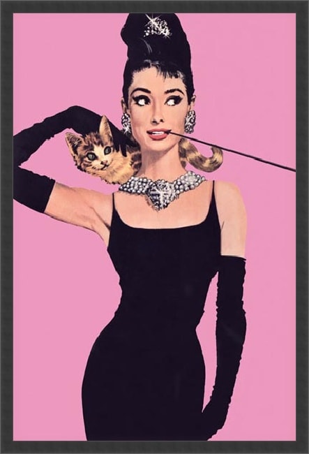 Audrey Hepburn Pink Framed Textured Art  