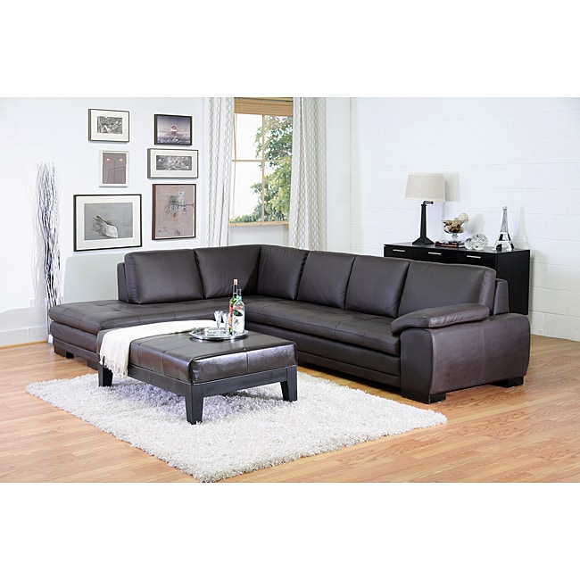 Angela Dark Brown 2 piece Leather Sectional Sofa