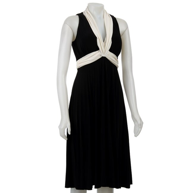   Howard Womens Black/ Ivory V neck Jersey Dress  