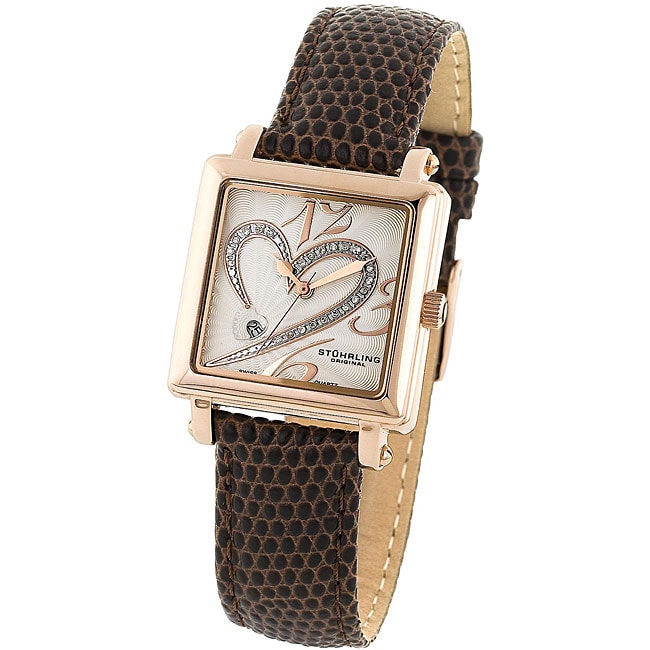 Stuhrling Original Womens Courtly Diamond Heart Swiss Quartz Watch 