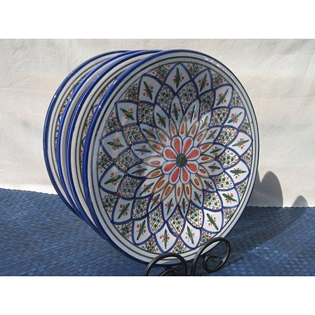   of 4 Tabarka Design 11 inch Dinner Plates (Tunisia)  