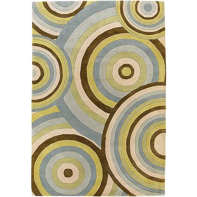 Hand-tufted 'Pixel' Circles New Zealand Wool Rug (7'9 Round)