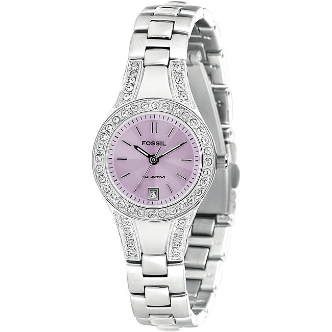 Fossil Women's Clear Crystal Pink Dial Watch - Free Shipping On Orders ...