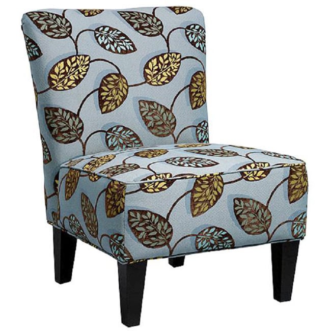 Hali Armless Chair Blue Leaf Print  